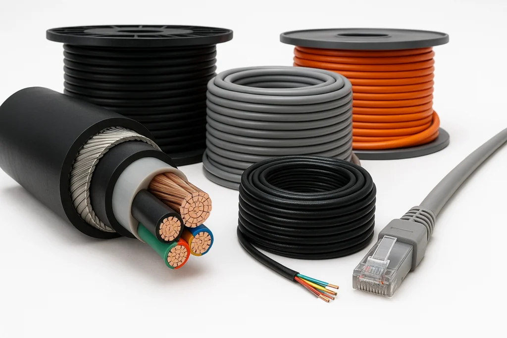 power cable, fiber optic cable