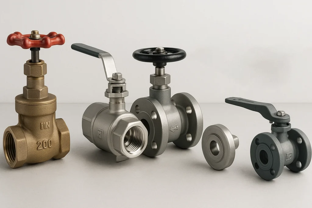 gate valve, ball valve, butterfly valve, check valve and control valve